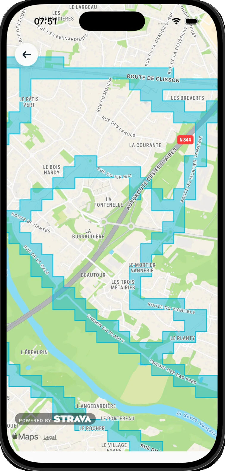 La carte quadrillée de RunQuest, carrés débloqués en couleur